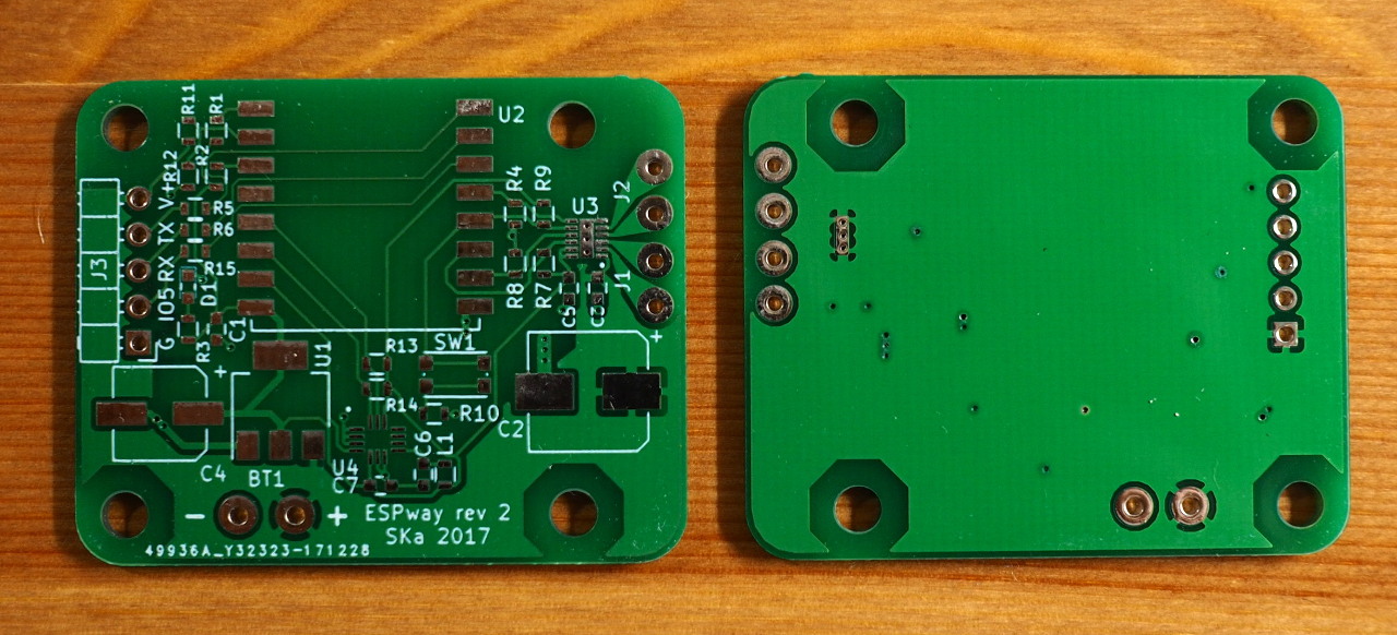 Front and back sides of the PCB